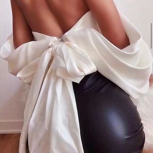 White draped crop top